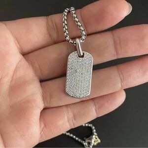 David Yurman Silver Dog Tag Necklace